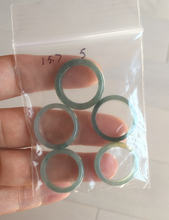 Load image into Gallery viewer, 15.7mm size 5 100% natural type A icy watery green/blue icy watery Guatemala jadeite jade band ring group BP87