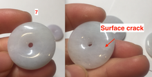 Load image into Gallery viewer, 22.3-26.6mm Type A 100% Natural light purple white Jadeite Jade Safety Guardian Button donuts Pendant BF136