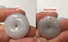 Load image into Gallery viewer, 22.3-26.6mm Type A 100% Natural light purple white Jadeite Jade Safety Guardian Button donuts Pendant BF136
