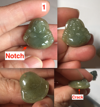 Load image into Gallery viewer, 100% Natural type A icy watery dark green/light green/yellow/white small happy Buddha (拇指佛) jadeite Jade pendant group AU18