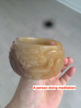 Load image into Gallery viewer, 54mm certified 100% natural yellow orange purple Quartzite (Shetaicui jade) carved people and landscape Zen bangle XY59-0001