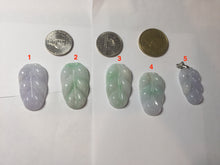 Load image into Gallery viewer, 100% natural type A sunny green white purple jadeite jade leaf pendant group PB46