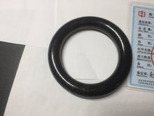 Load image into Gallery viewer, 54.9mm certified 100% Natural black(MO YU 墨玉) meteorite Stellar Night sky chubby round cut nephrite bangle HF119-8244