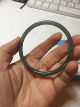 Load image into Gallery viewer, 56.5mm Certified Type A 100% Natural icy watery green/blue/black/gray slim round cut Guatemala Jadeite bangle PC63-7050