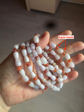 Load image into Gallery viewer, 100% natural type A light purple/white water drop/olive jadeite jade bead bracelet BK58