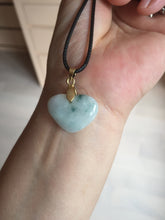 Load image into Gallery viewer, Type A 100% Natural watery light green/purple/yellow Jadeite Jade 3D sweet heart Pendant Z138