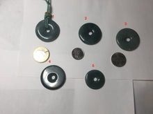 Load image into Gallery viewer, 27-33mm Type A 100% Natural dark green blue Guatemala Jadeite Safety Guardian Button donuts pendant BP179