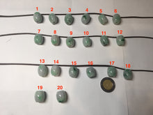 Load image into Gallery viewer, 13.3-13.5mm Type A 100% Natural sunny green/white/light purple olive shape Jadeite Jade LuluTong (Every road is smooth) bead pendant group BP154