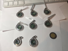 Load image into Gallery viewer, Type A 100% Natural dark green with green floating flowers Jadeite Jade Safety Guardian Button donuts Pendant group X138