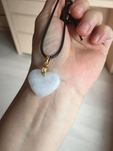Load image into Gallery viewer, Type A 100% Natural watery light green/purple/yellow Jadeite Jade 3D sweet heart Pendant Z138