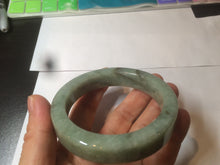 Load image into Gallery viewer, 57.6mm certified type A 100% Natural light green/gray square style Jadeite Jade bangle AX101-1509