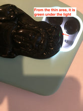 Load image into Gallery viewer, 100% Natural dark green/black jadeite jade(Mocui, 墨翠) GuanYin(观音) Pendant/handhold worry stone BL130