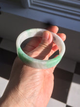 Load image into Gallery viewer, 52.5mm Certified type A 100% Natural sunny green/purple/white square Jadeite Jade bangle AT87-4715