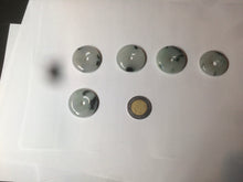 Load image into Gallery viewer, 23-26mm 100% Natural icy watery green/white with green floating flowers jadeite Jade Safety Guardian Button(donut) Pendant/worry stone AR98