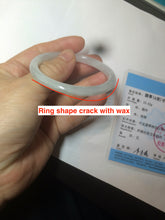 Load image into Gallery viewer, 51mm Certified Type A 100% Natural icy watery light green/white oval Jadeite Jade bangle AR91-1490