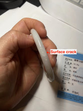 Load image into Gallery viewer, 54.6mm Certified Type A 100% Natural light green white round cut Jadeite Jade bangle AU50-0240