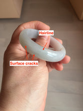 Load image into Gallery viewer, 47mm certified 100% natural Type A icy watery light green white oval jadeite jade bangle AU43-8151