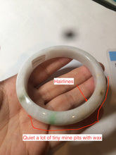 Load image into Gallery viewer, 57.8mm certified  100% natural sunny green/white jadeite jade bangle BF42-1471