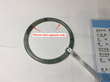 Load image into Gallery viewer, 56mm Certified Type A 100% Natural green/black/gray with dark green floating flowers slim round cut Jadeite bangle PD76-5745