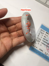 Load image into Gallery viewer, 51.9mm certified Type A 100% Natural light purple with green floating flowers Jadeite Jade bangle AU10-1263