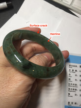 Load image into Gallery viewer, 57.5mm Certified Type A 100% Natural oily dark green(老油青)/gray Jadeite bangle BG226-3213