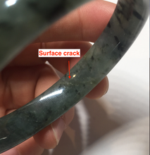 Load image into Gallery viewer, 56.8mm Certified 100% natural Type A oily dark green/gray (老油青) jadeite jade bangle PA78-6284