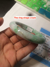 Load image into Gallery viewer, 60.5mm Certified Type A 100% Natural sunny green/white/brown Jadeite Jade bangle A109-5414