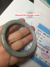 Load image into Gallery viewer, 53.6mm Certified 100% natural Type A light green/gray round cut jadeite jade bangle AX72-6947