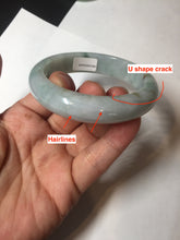 Load image into Gallery viewer, 53.7mm certificated Type A 100% Natural light green/yellow with green floating flowers Jadeite Jade bangle BK23-4409