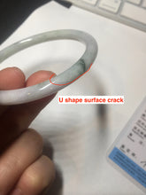 Load image into Gallery viewer, 58mm certified 100% natural type A light green/purple with green fly flowers round cut jadeite jade bangle BN55-3123