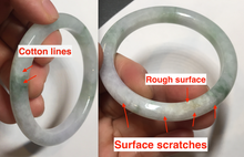 Load image into Gallery viewer, 53.7mm Certified Type A 100% Natural green/purple/white with green flying flower slim Jadeite Jade bangle K117