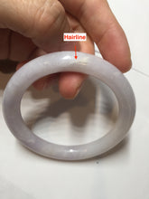 Load image into Gallery viewer, 56mm Certified Type A 100% Natural light purple white round cut Jadeite bangle PA109-6573