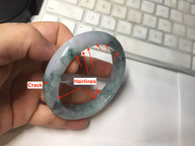 Load image into Gallery viewer, 55mm Certified Type A 100% Natural light green purple with floating flowers Jadeite bangle AY128-6647