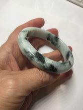 Load image into Gallery viewer, 53mm certified 100% natural Type A green white with green floating flowers jadeite bangle PD157-6246