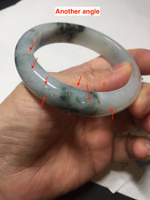 Load image into Gallery viewer, 53mm Certified Type A 100% Natural green white with green floating flowers Jadeite Jade bangle AM97-2725