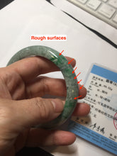 Load image into Gallery viewer, 60.5mm certified Type A 100% Natural sunny green gray black Jadeite Jade bangle BS82-9879