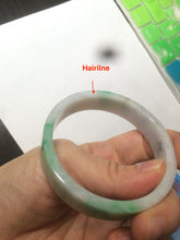 Load image into Gallery viewer, 52.5mm Certified type A 100% Natural sunny green/purple/white square Jadeite Jade bangle AT87-4715
