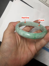 Load image into Gallery viewer, 56.2mm certified Type A 100% Natural sunny green/ white Jadeite Jade bangle BS32-4439