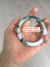 Load image into Gallery viewer, 54.8mm certified 100% natural Type A light purple dark green jadeite jade bangle E141-3921