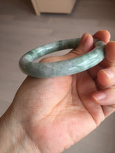 Load image into Gallery viewer, 55.8mm certified 100% natural Type A light green white with green floating flowers round cut jadeite jade bangle BS93-6606