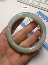 Load image into Gallery viewer, Shopify only. 55.7mm certified 100% natural icy watery light white/sunny green jadeite jade bangle BN73-9363