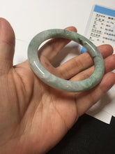Load image into Gallery viewer, 55.2mm certified 100% natural Type A light green with green floating flowers round cut jadeite jade bangle BS109-2524