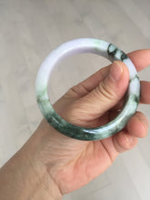 Load image into Gallery viewer, 54.8mm certified 100% natural Type A light purple dark green jadeite jade bangle E141-3921