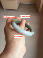 Load image into Gallery viewer, 57.4mm certified Type A 100% Natural dark green gray black white with floating seaweed Jadeite Jade bangle BS25-7689