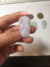 Load image into Gallery viewer, 100% natural type A sunny green white purple jadeite jade leaf pendant group PB46