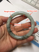 Load image into Gallery viewer, 55mm certified 100% natural Type A light green with green floating flowers round cut jadeite jade bangle BS106-2540