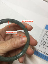 Load image into Gallery viewer, 56mm Certified Type A 100% Natural dark green/black/blue with black floating flowers(Wuji) slim round cut Jadeite bangle PD112-6915