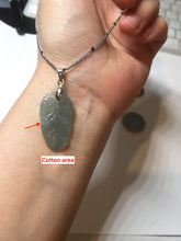 Load image into Gallery viewer, 100% natural type A icy watery light green blue gray Guatemala jadeite leaf pendant BP184-1