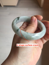 Load image into Gallery viewer, 54.5mm Certified 100% natural Type A white with green floating flowers jadeite jade bangle BN19-7053