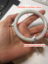 Load image into Gallery viewer, 58.5mm certified 100% natural type A light green/white/purple round cut jadeite jade bangle PC33-2675